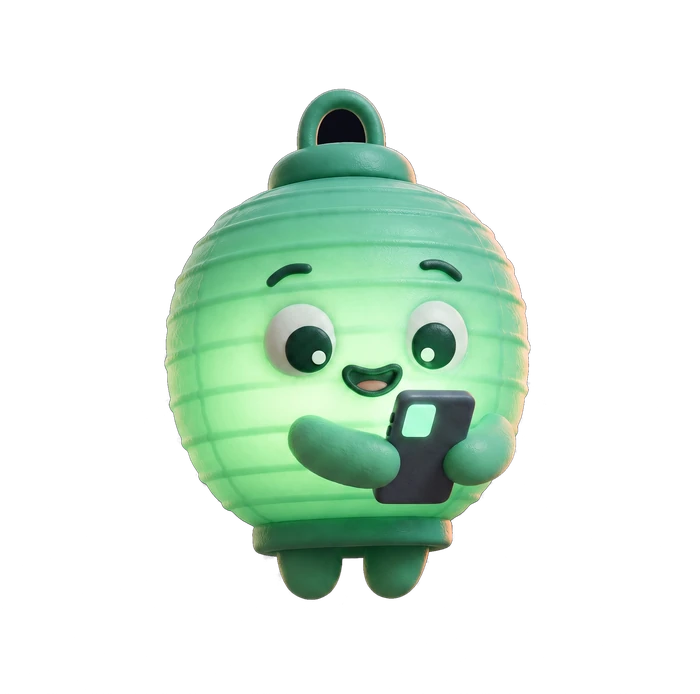 Lumi holding a phone